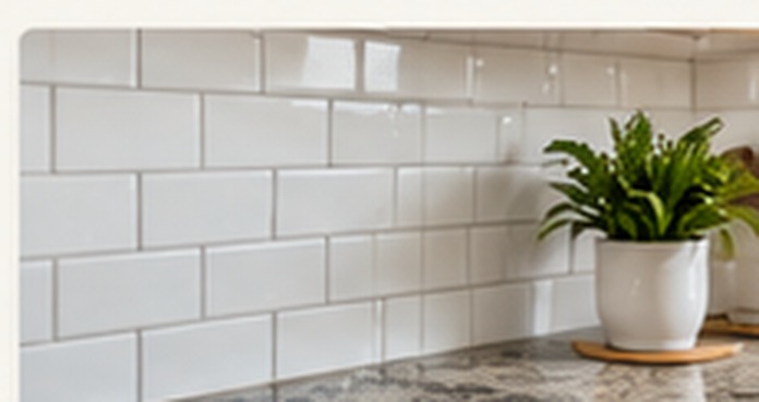 Illustrative white subway tile kitchen backsplash